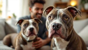 Adorable Pit Bull Expresses Emotions and Communicates with Owner