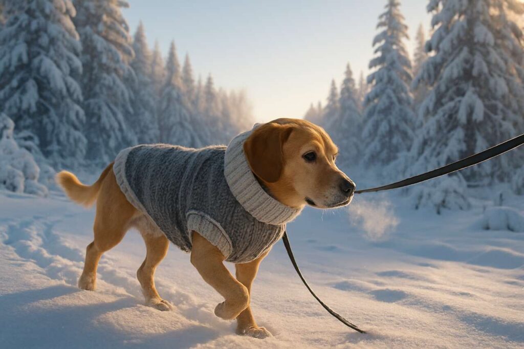 At what temperature does walking your dog in winter become dangerous?